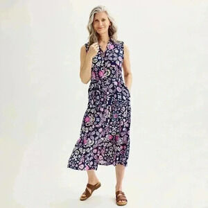 Women's Croft & Barrow® Sleeveless Maxi Shirtdress size M